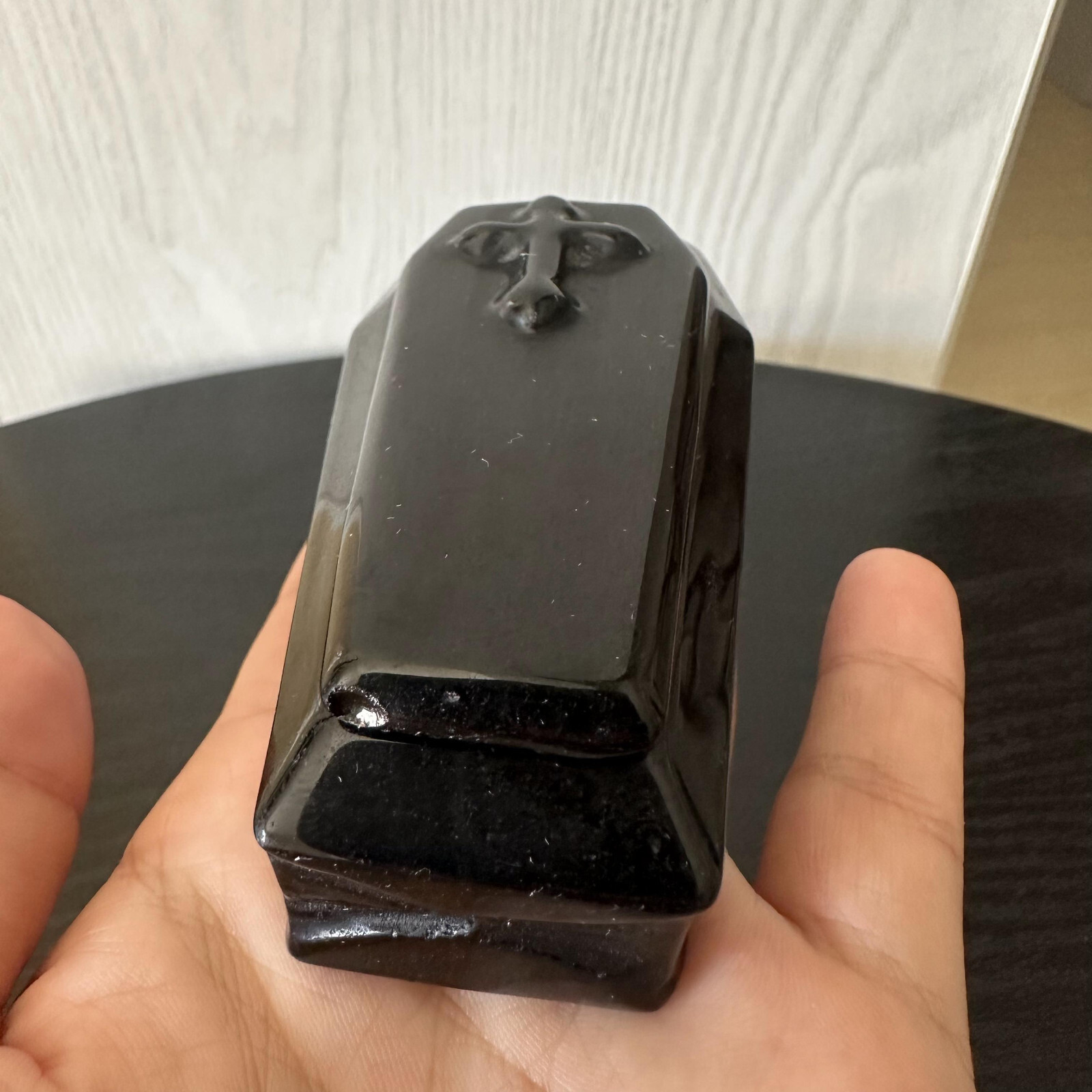 1pc natural obsidian quartz crystal handmade coffin skull healing decor