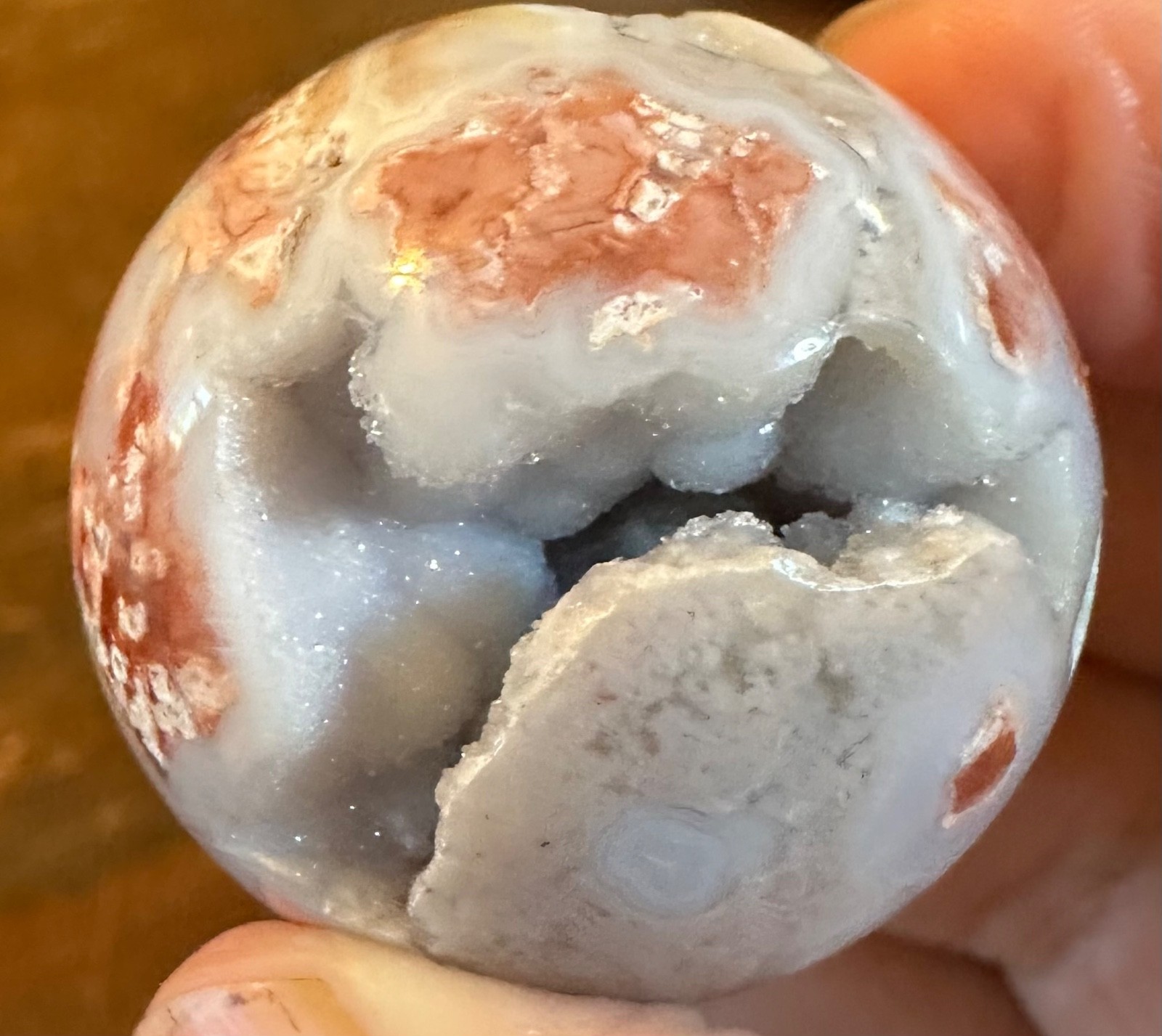 Two pink amethyst druzy spheres and “earth mother” resin stand Free shipping