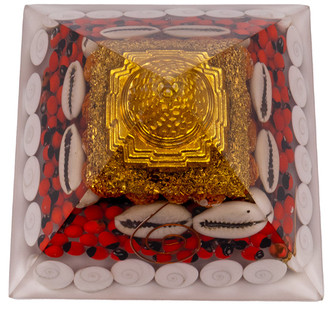 Lakshmi Kodi Rudraksha Orgonite Pyramid Copper Spiral Anchor Vibonite®
