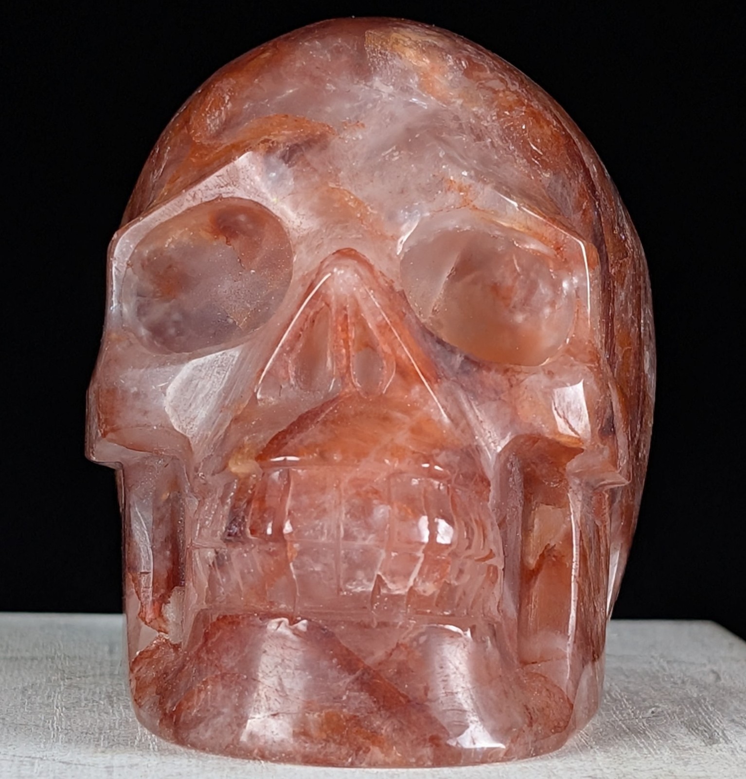 Red Fire Quartz Skull Carving Crystal Gemstone Large Big Chakra Reiki