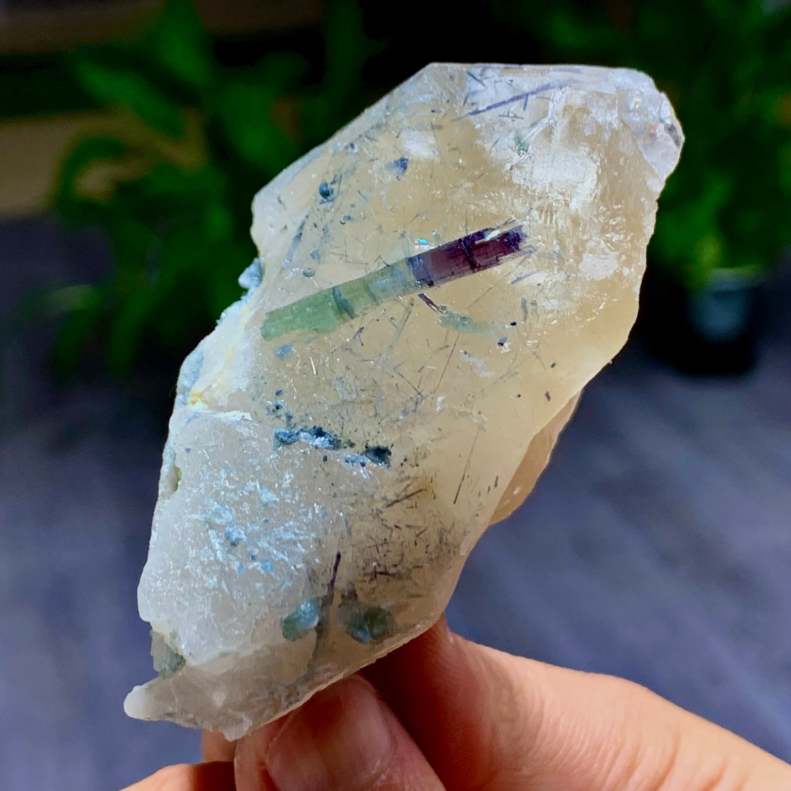 133G Natural tourmaline quartz crystal cluster mineral specimen