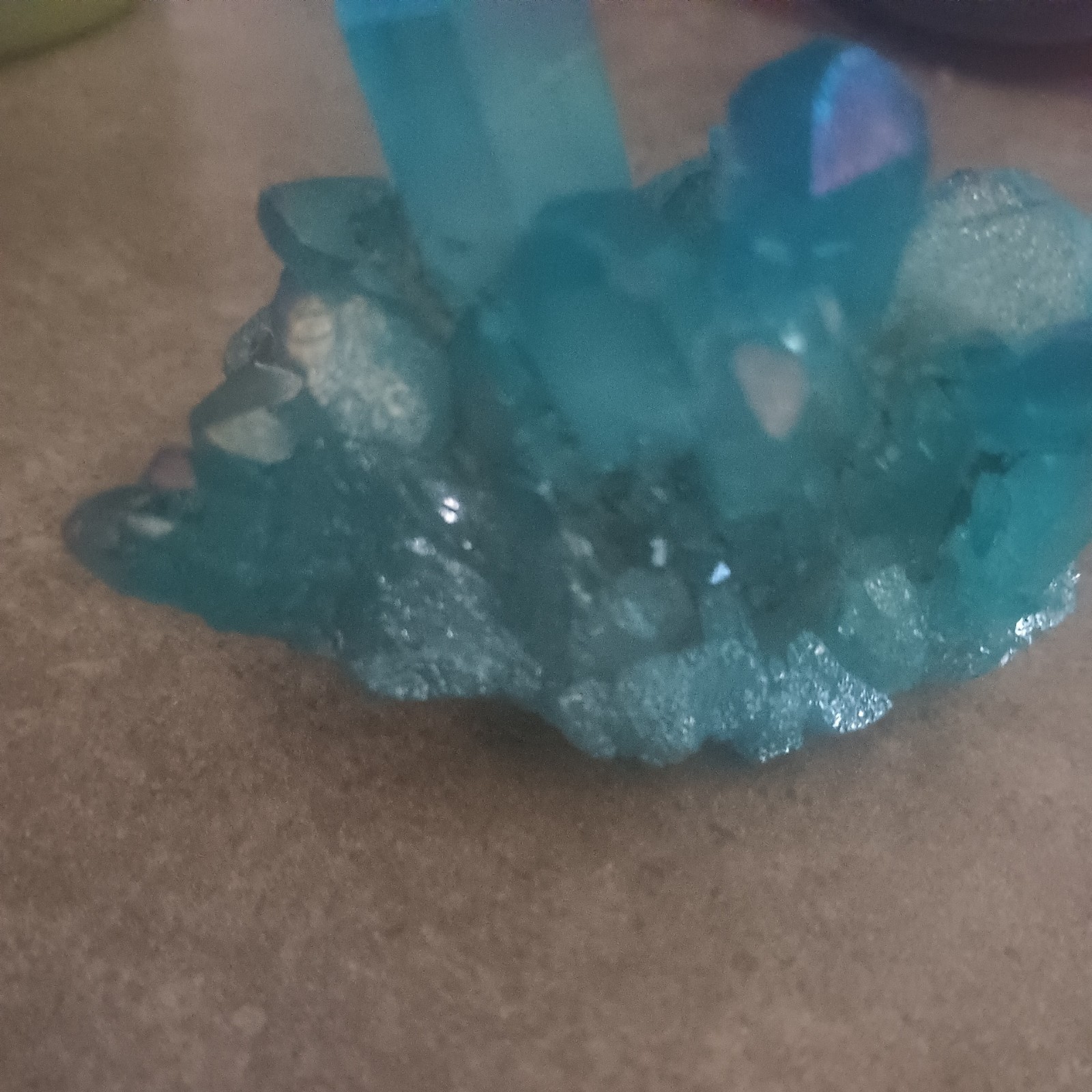 Aqua Aura Blue Quartz Titanium Cluster Mineral Specimen Healing Crystal 80-100g