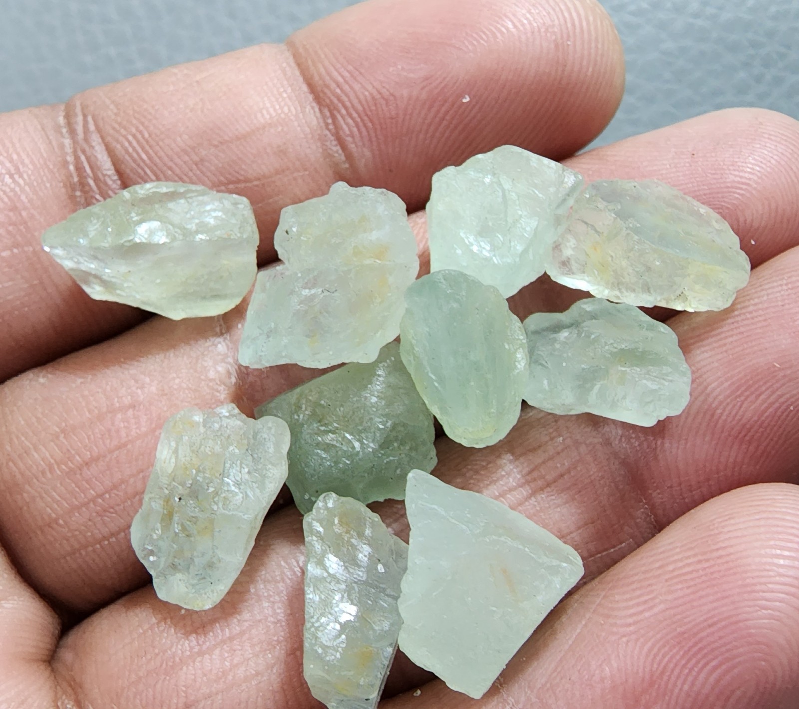 Aquamarine Rough Stones Lot of 10 Raw Natural Crystals 12-15mm Jewellery Making