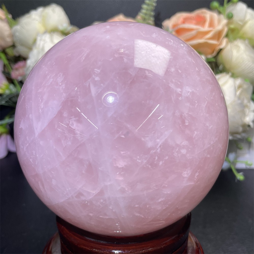 4LB 4.1″ Natural Rose Quartz Sphere Ball Crystal Quartz Decor Healing Reiki