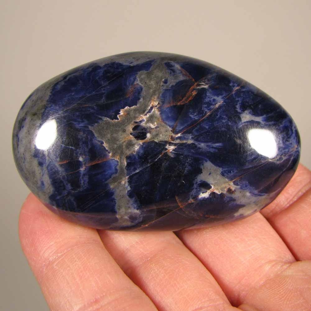 2.7″ Blue SODALITE Gemstone Polished Palm Stone Healing – Brazil