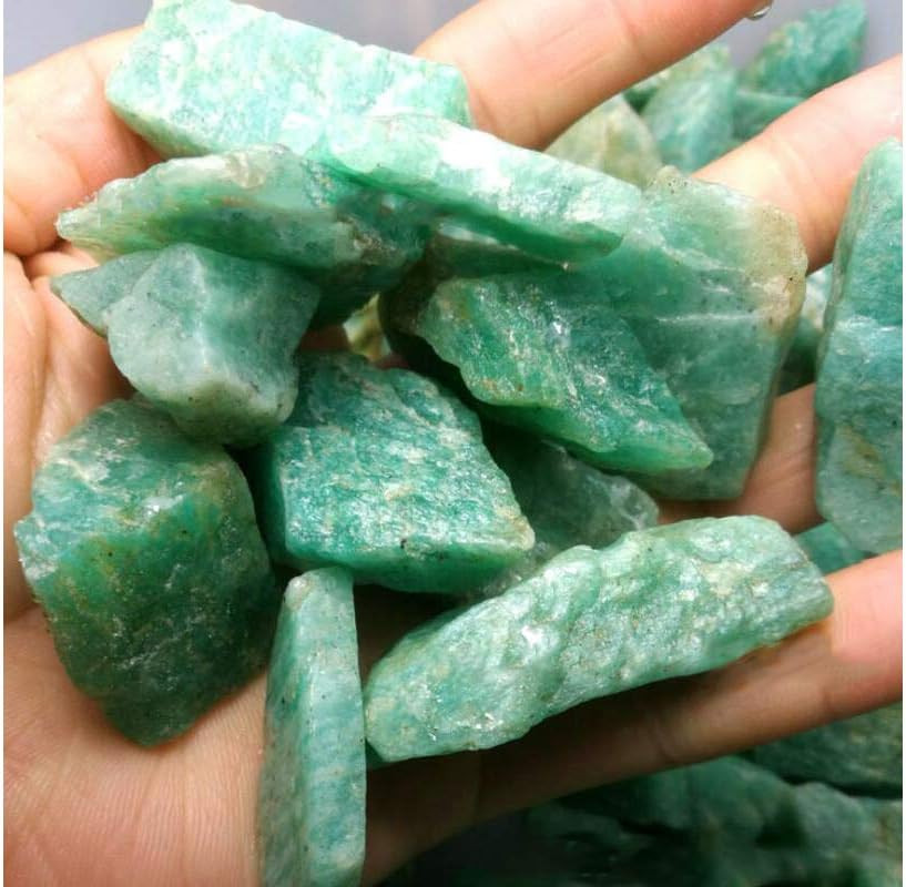 Amazonite Crystal Rough Rocks 2 Lb Bulk Natural Quartz Raw Gemstones for Arts, C