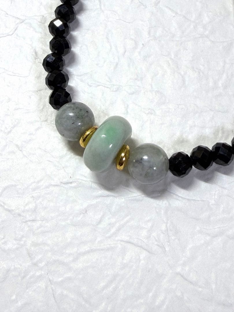 Itoigawa jade black spinel necklace Handmade Green Black Gem Jewelry