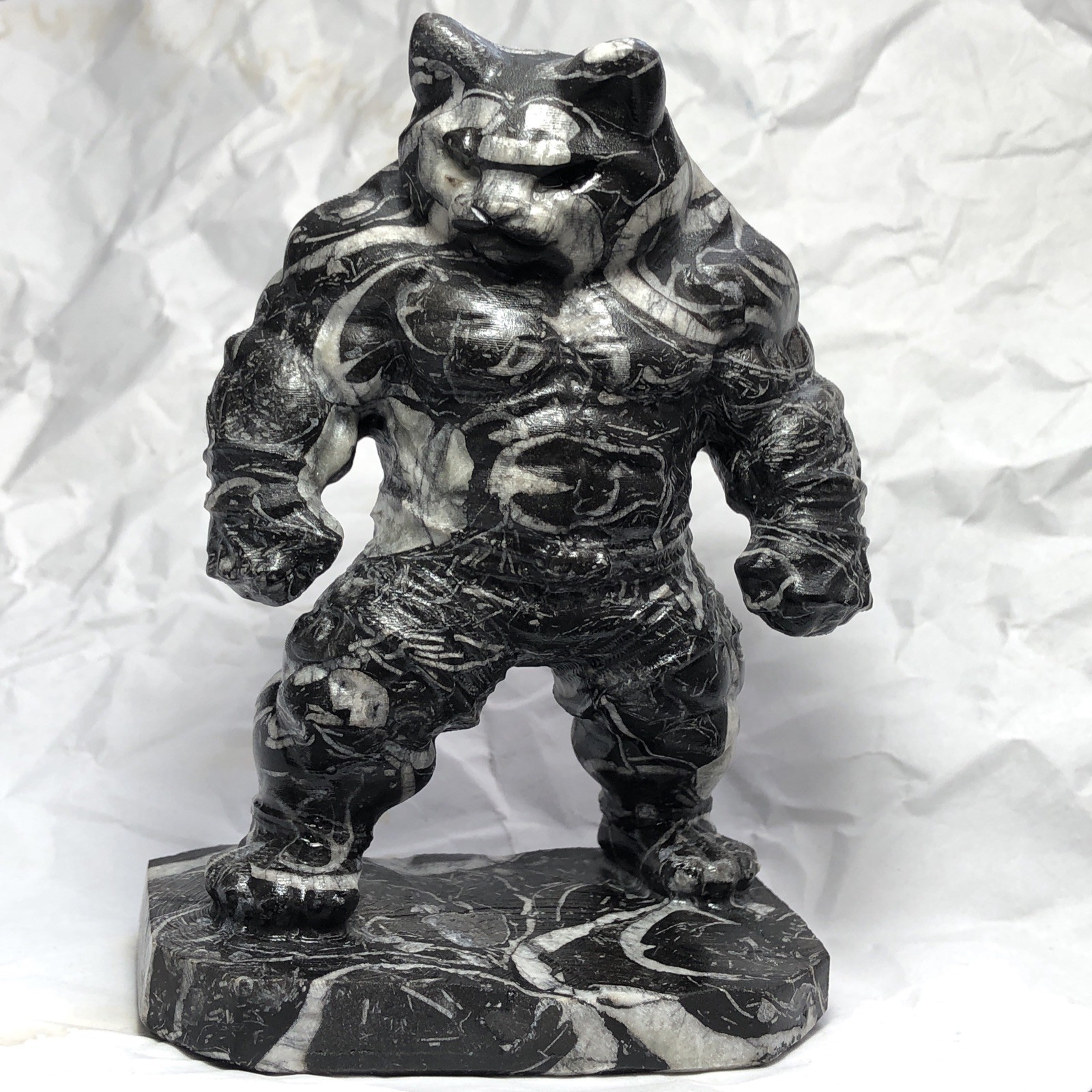 Muscle Cat fine carving natural shell stone crystal quartz mineral specimen gift