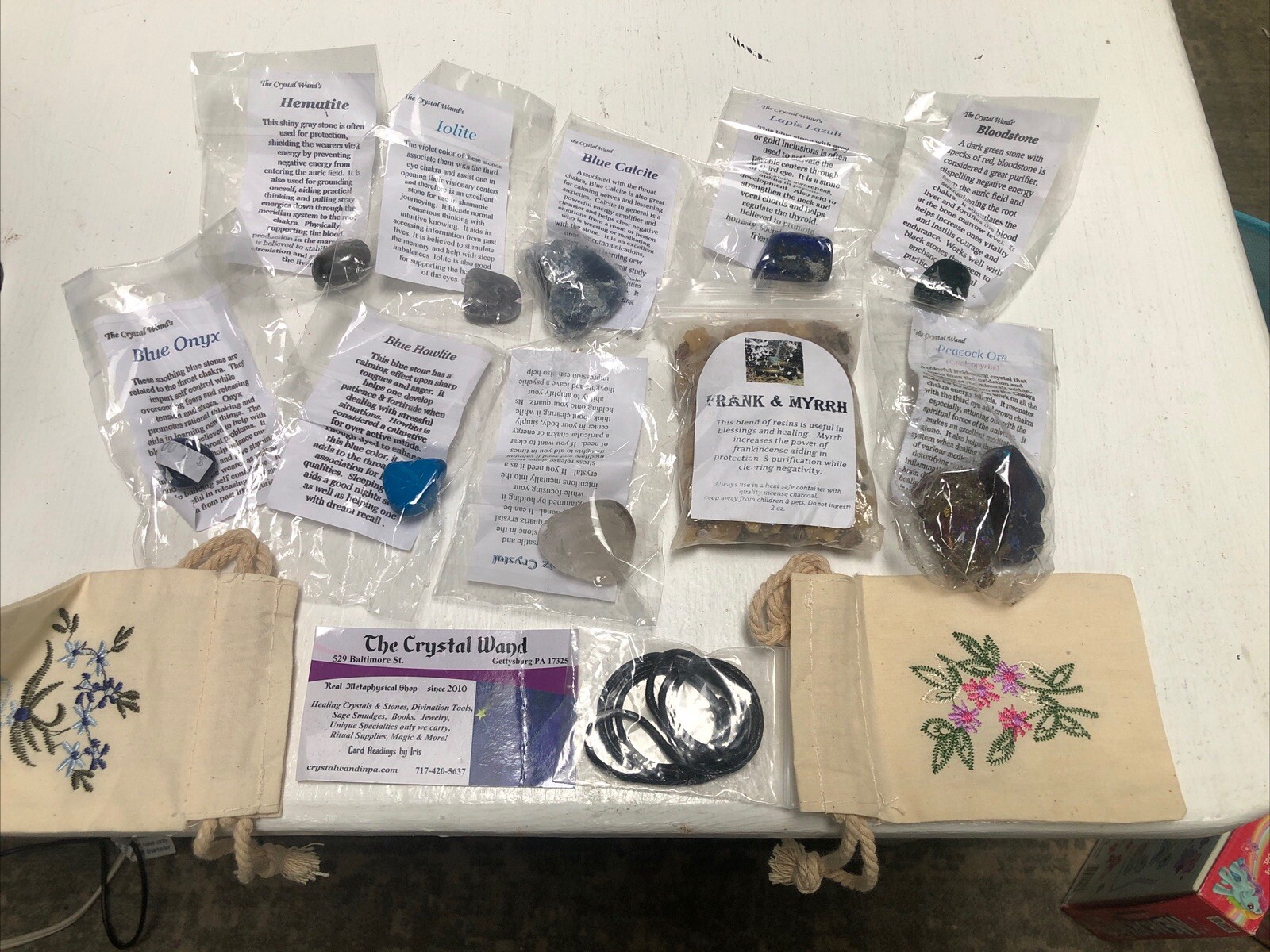 Set of 10 Healing Crystal Natural Gemstone Reiki Chakra Collection Custom Bags
