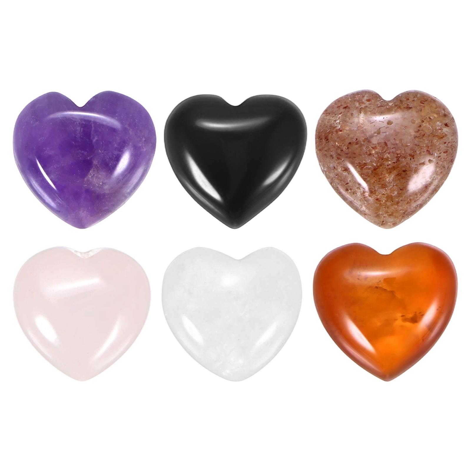 1-Pack Worry Stones, 0.59 Inch Heart Shaped Rocks [Minxing Colors B]