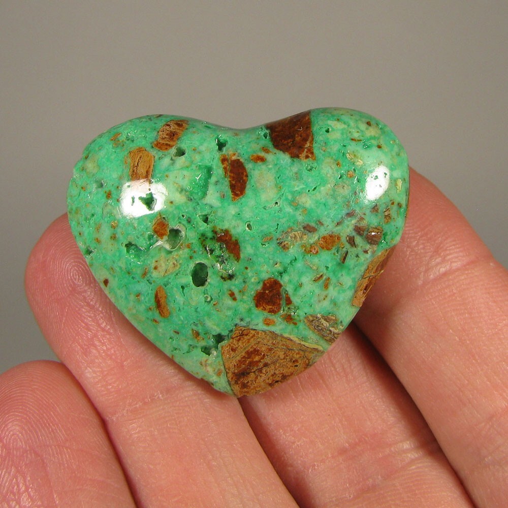 40mm Rare SMITHSONITE Heart Polished Palm Stone – Indonesia