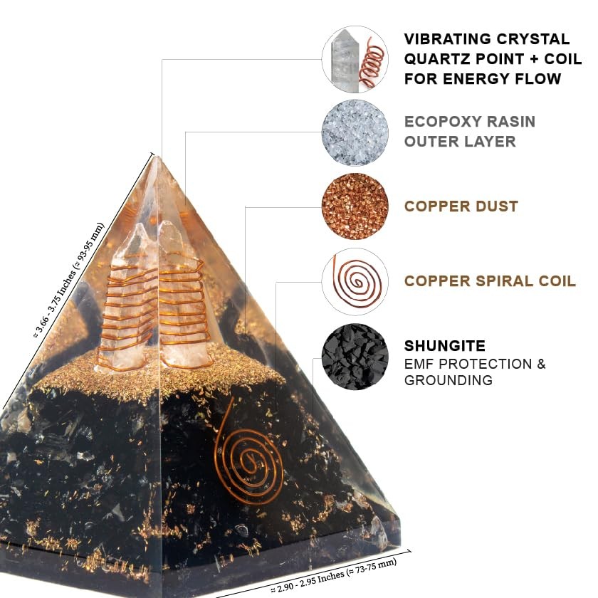 Shungite Orgonite Pyramid for Energy cleansing, Protection, Grounding Energy,…