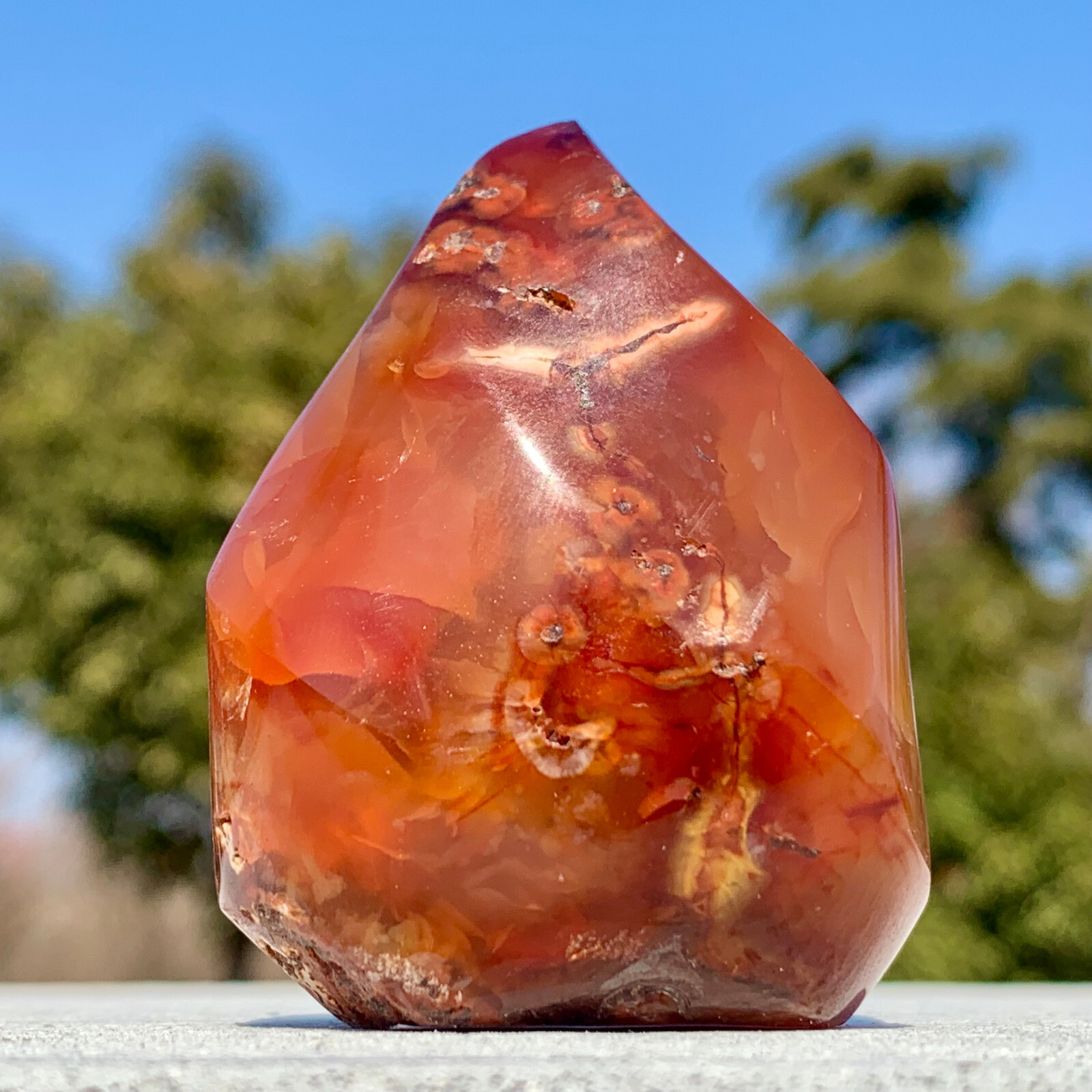 107G Natural Polished Red Sardonyx Agate Quartz Crystal Stone Carved Flame Hea