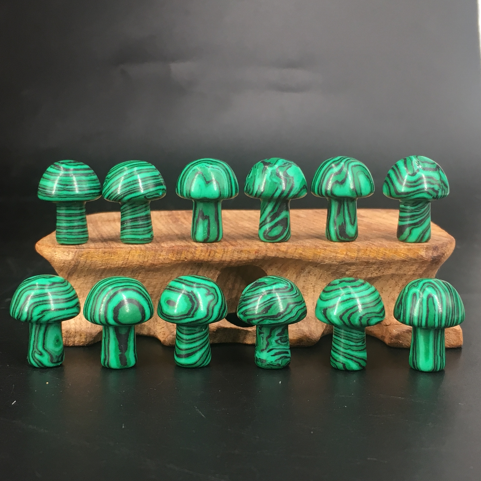 20pcs Mini Artificial Malachite Stone Mushroom Hand Carved Crystal Healing GQ