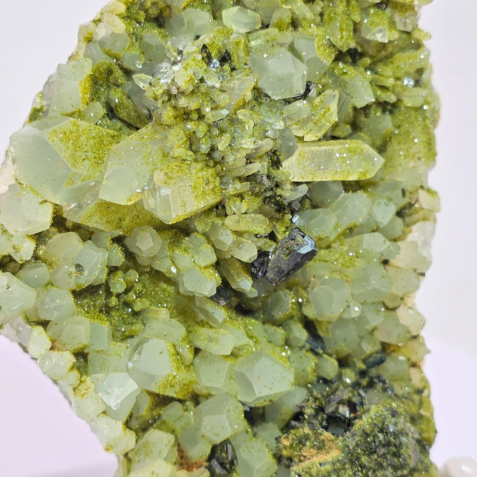 Epidote and Quartz from Turkey – Druzy Lime Green Sparkly Epidote on Quartz