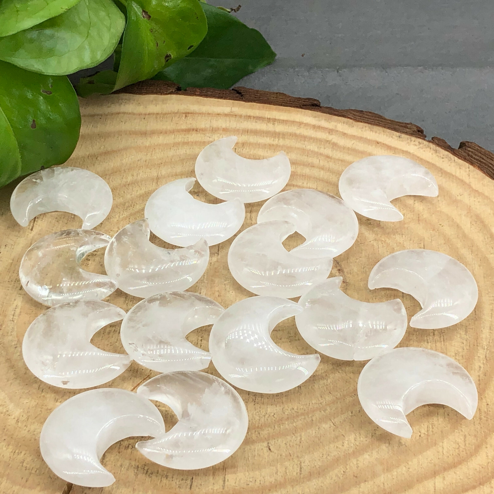 10pc Natural white Quartz carved moon crystal reiki healing random