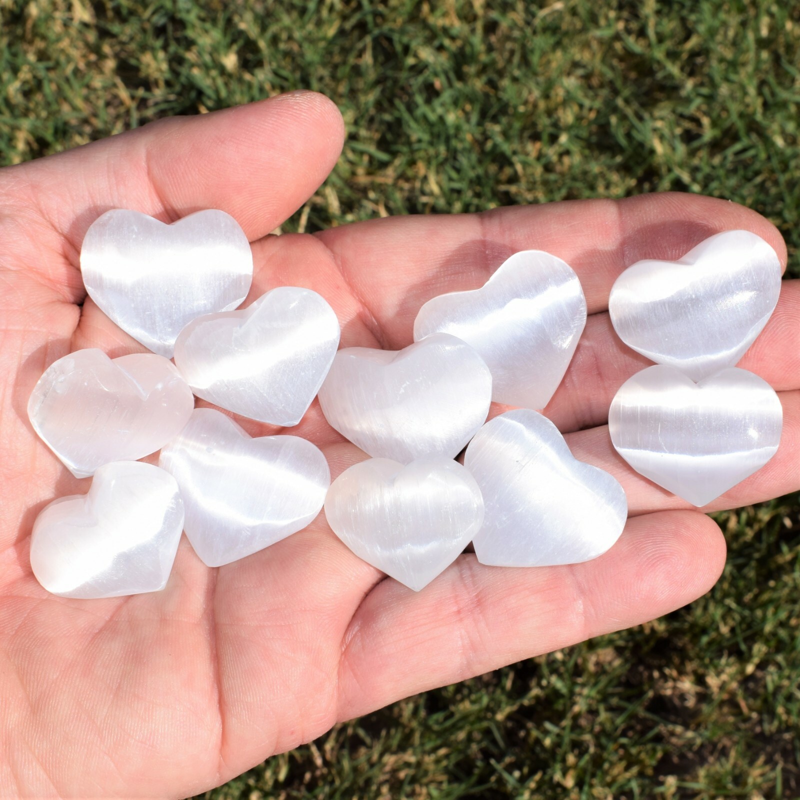 CHARGED Angelite Crystal Nugget Stretchy Bracelet + Selenite Puffy Heart
