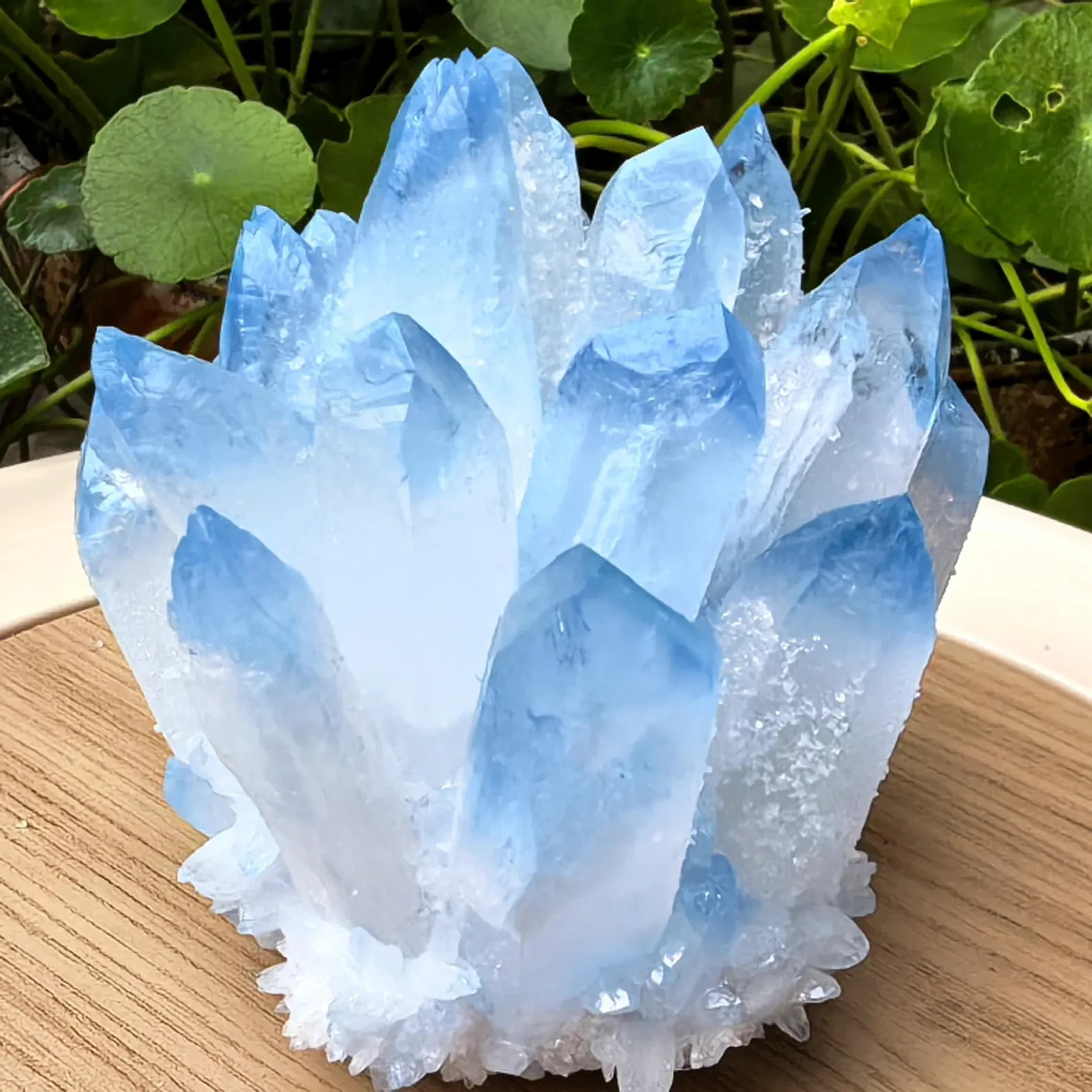 Natural Aquamarine Cluster Quartz Crystal Reiki Healing Stone Home Decor Mineral