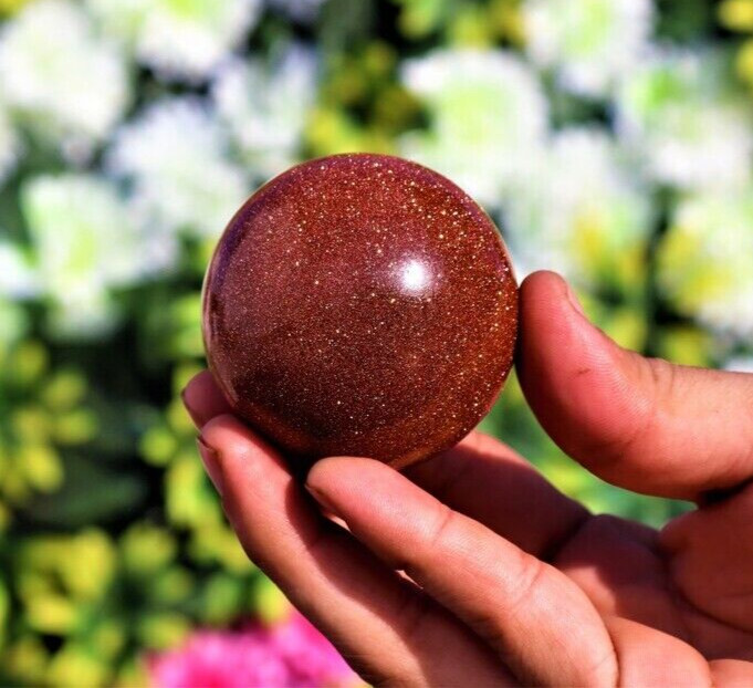 Large 55MM Synthetic Red Goldstone Crystal Stone Chakra Healing Sphere Ball