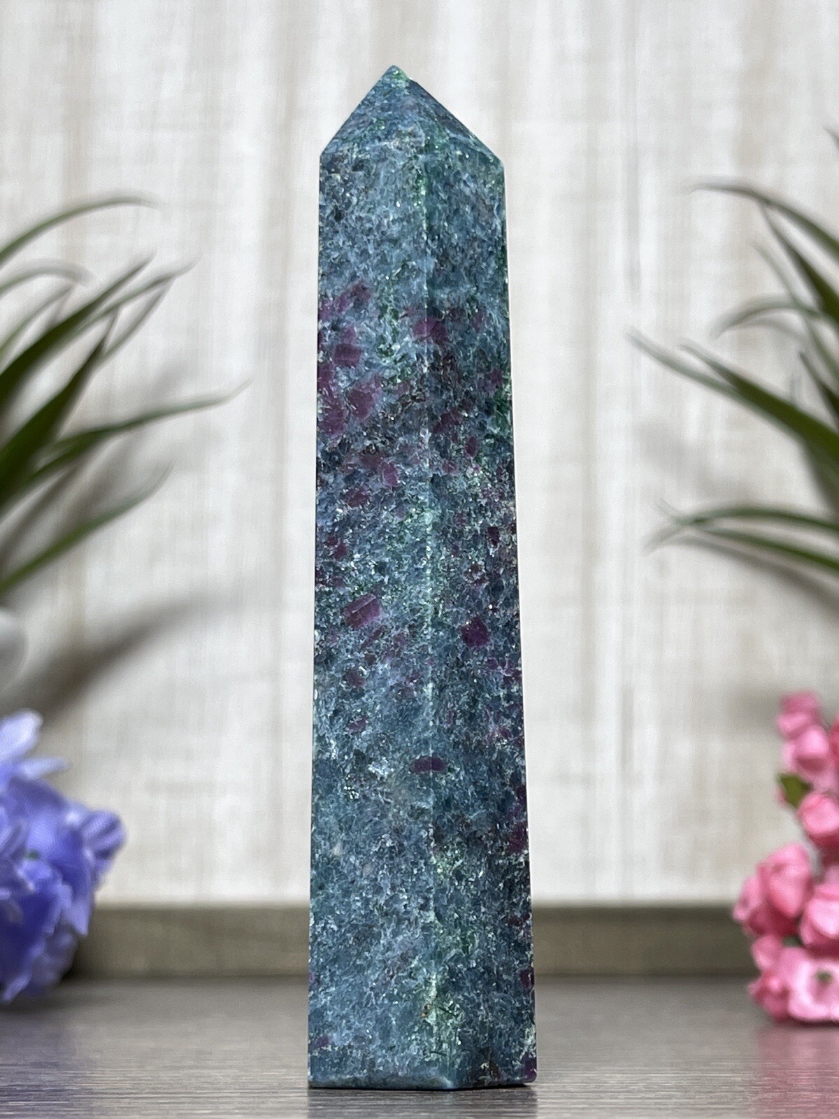 RUBY KYANITE TOWER 💙 Mineral Point UV Blue Pink Chakra Crystal Witch Fuchsite