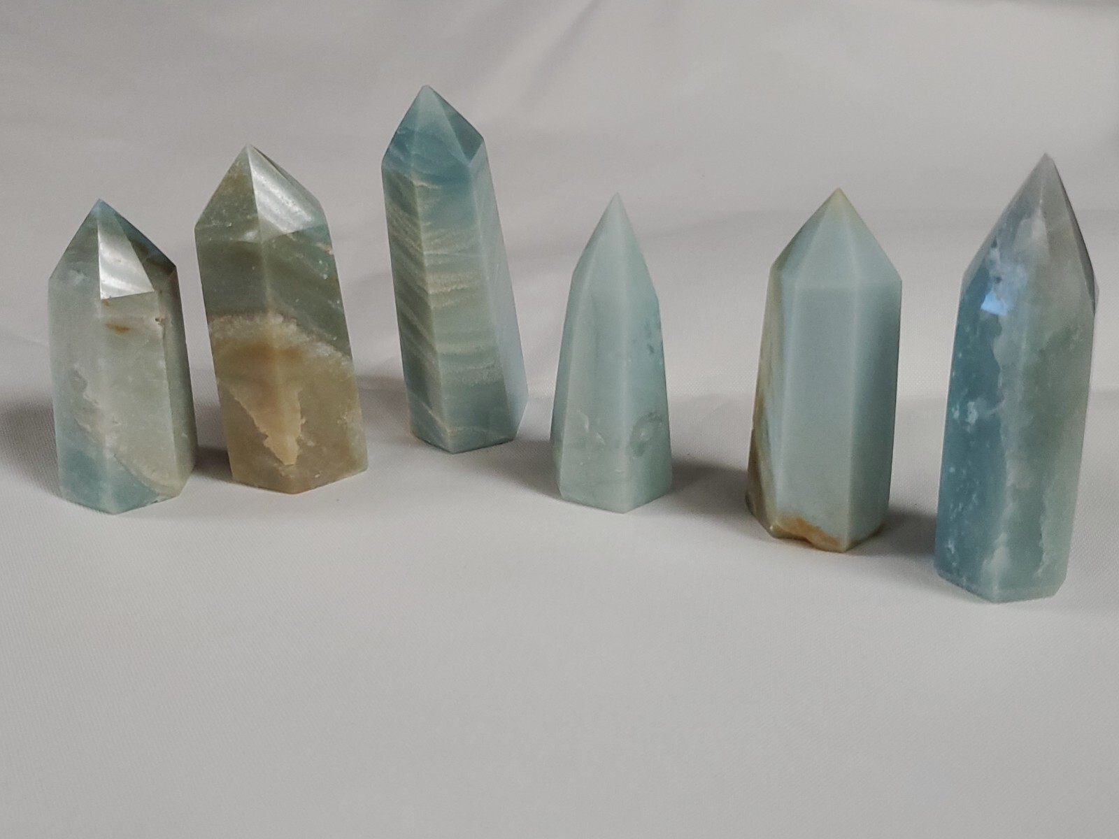 6pcs 10.9oz Natural Amazonite Quartz Obelisks Tower 65-70mm NEW