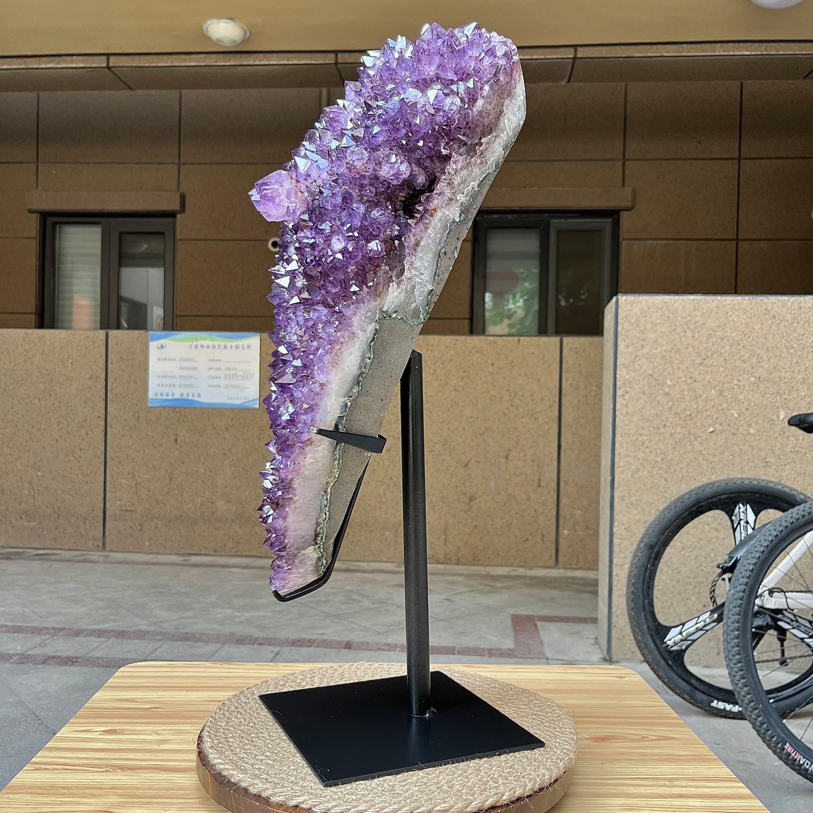 29.8 lb Natural Amethyst Cluster w/ Metal Stand Crystal Mineral Specimen