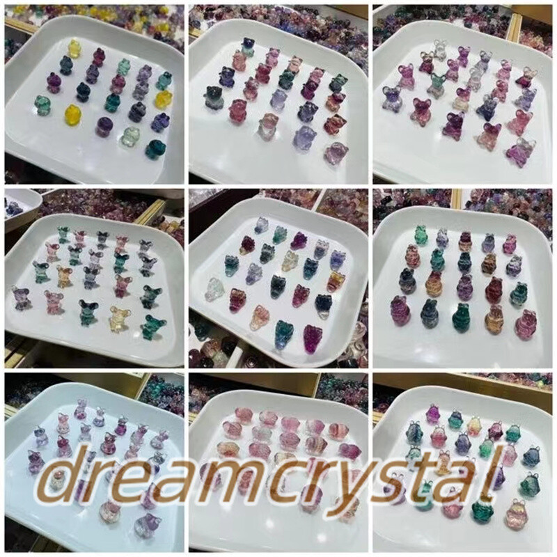 100pc Mix Natural Fluorite Crystal Skull Mini Carved Quartz Reiki Healing Random