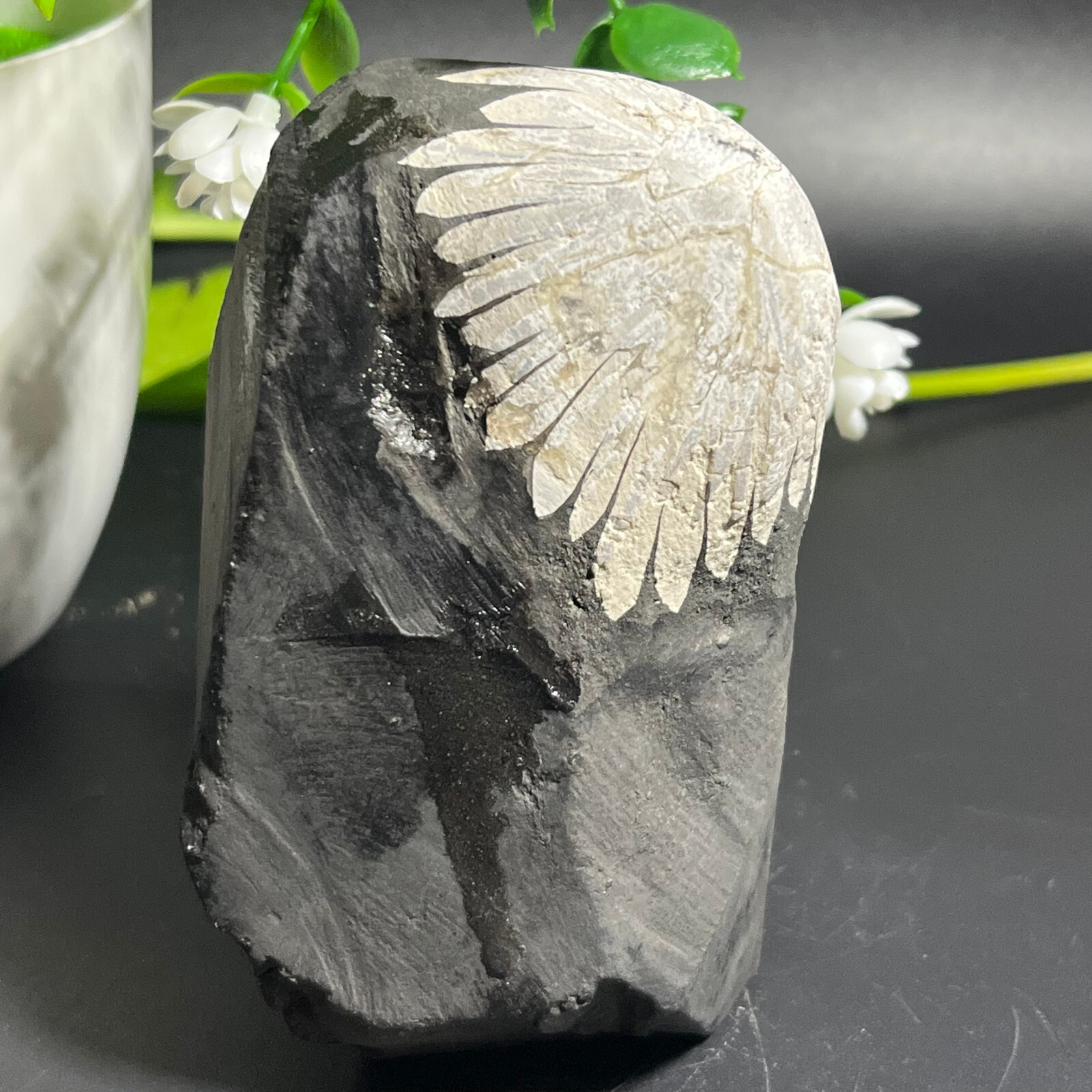 454g Natural chrysanthemum stone quartz carving aura healing gift