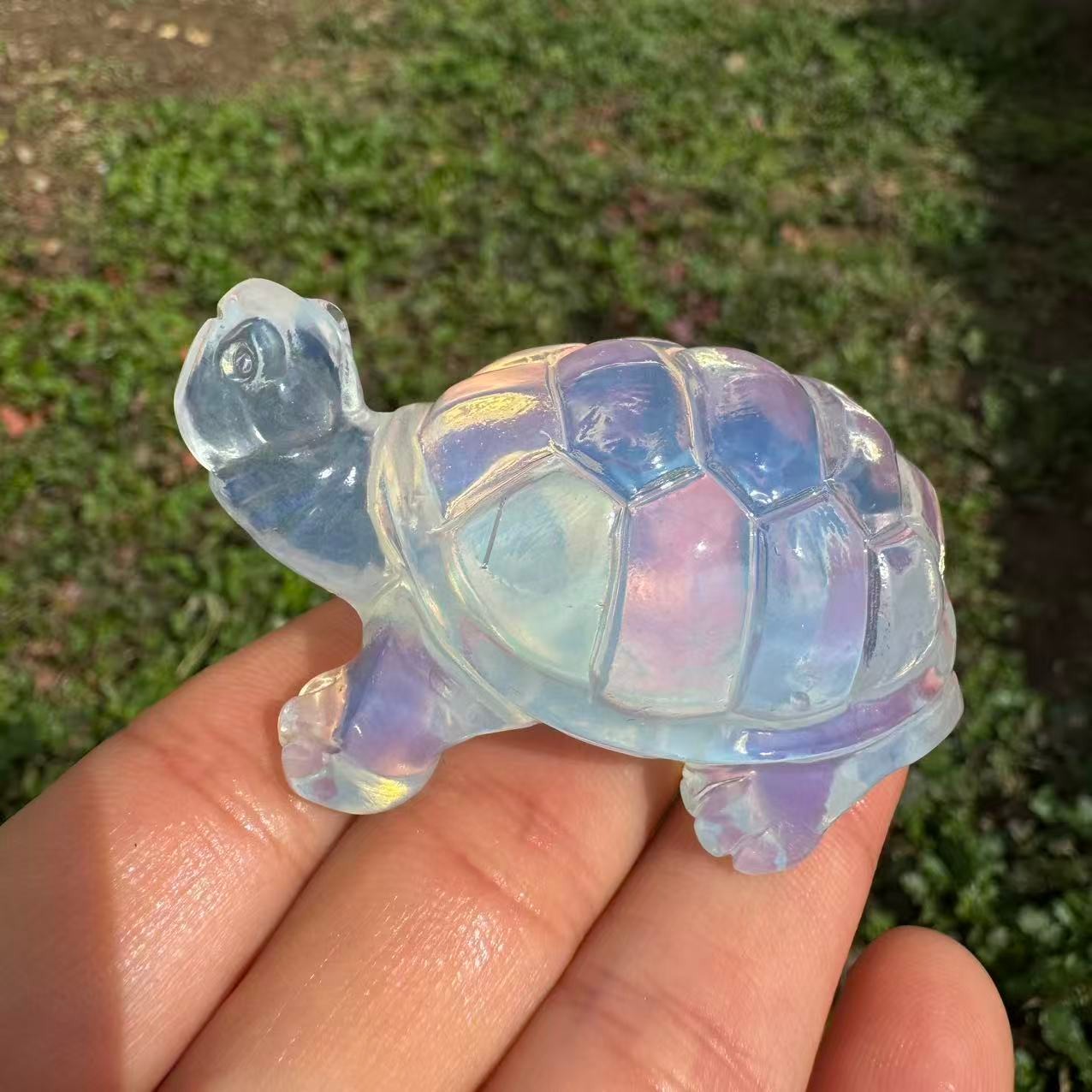 2.3″ hand carved opal turtle Quartz Crystal reiki healing 1pc
