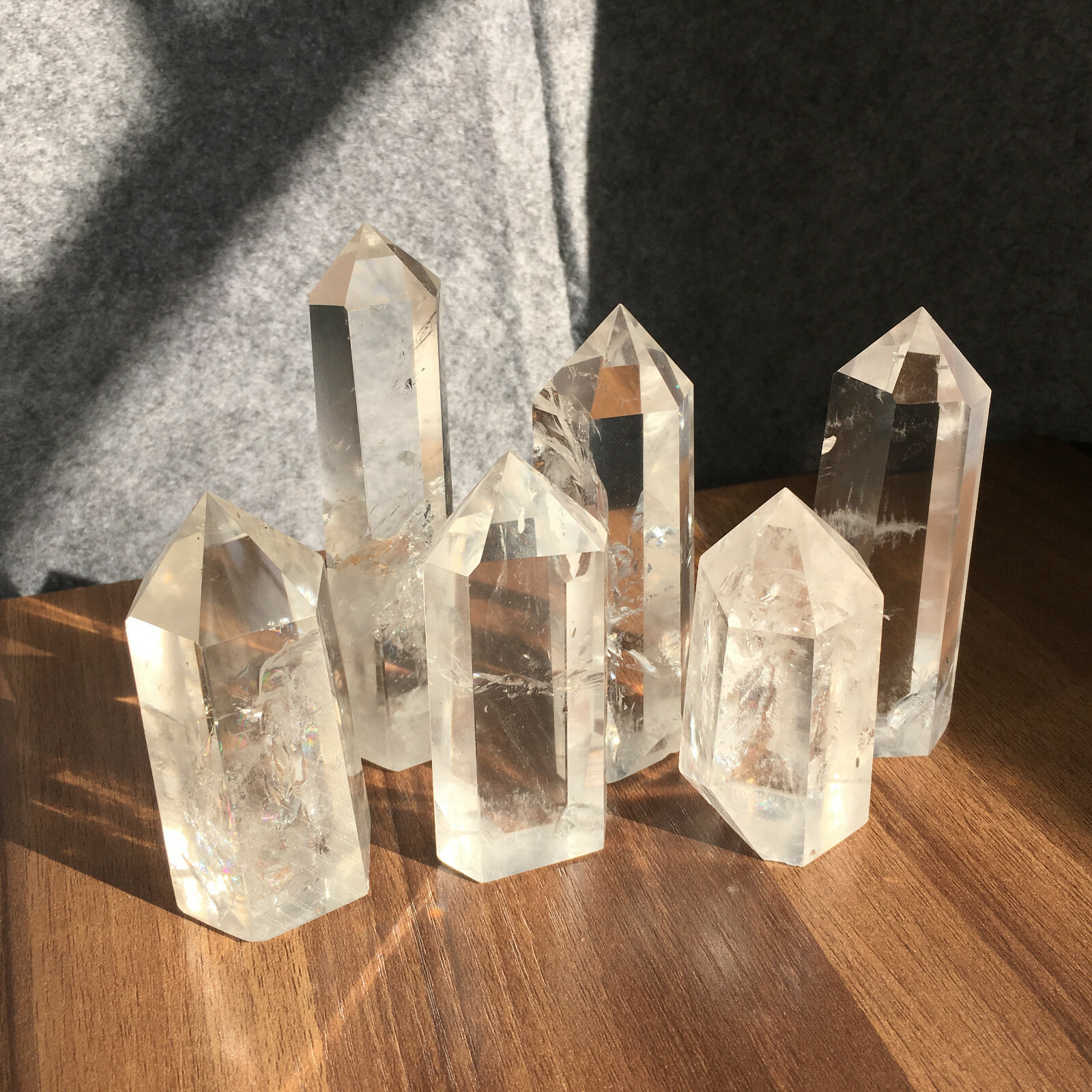 6PCS Natural clear quartz obelisk crystal wand point healing random 45-85mm