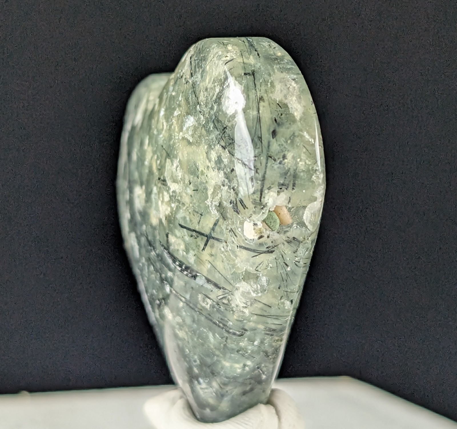 Prehnite Heart Carving Crystal Gemstone Chakra Reiki