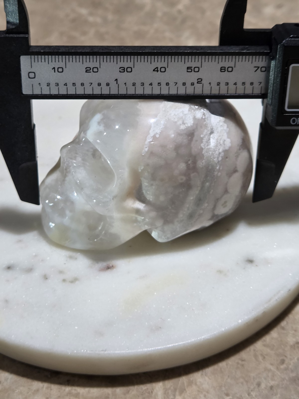 Crystal Flower Agate Skull Carving