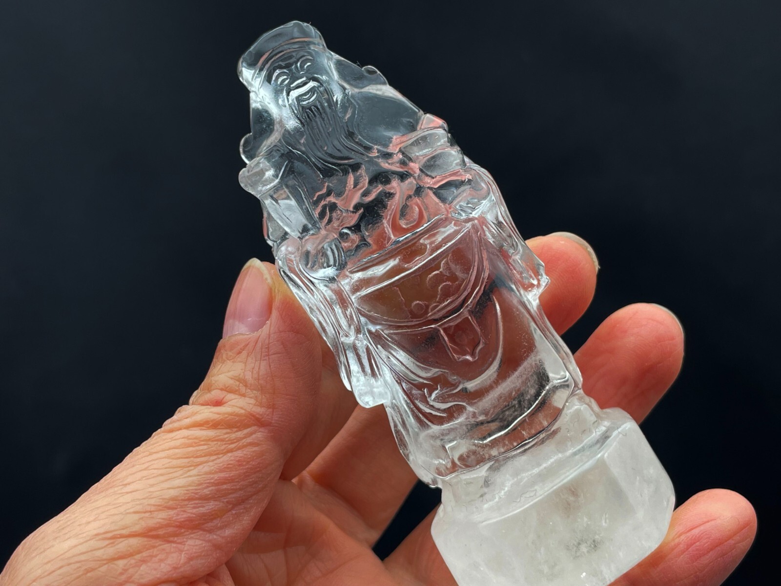Quartz Crystal God of Wealth Crystal Carving Housewarming Gift E105525