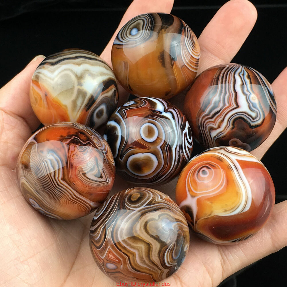 Natural Silk Agate Ball Quartz Crystal Sphere Ball Reiki Energy Stone DIa.35MM