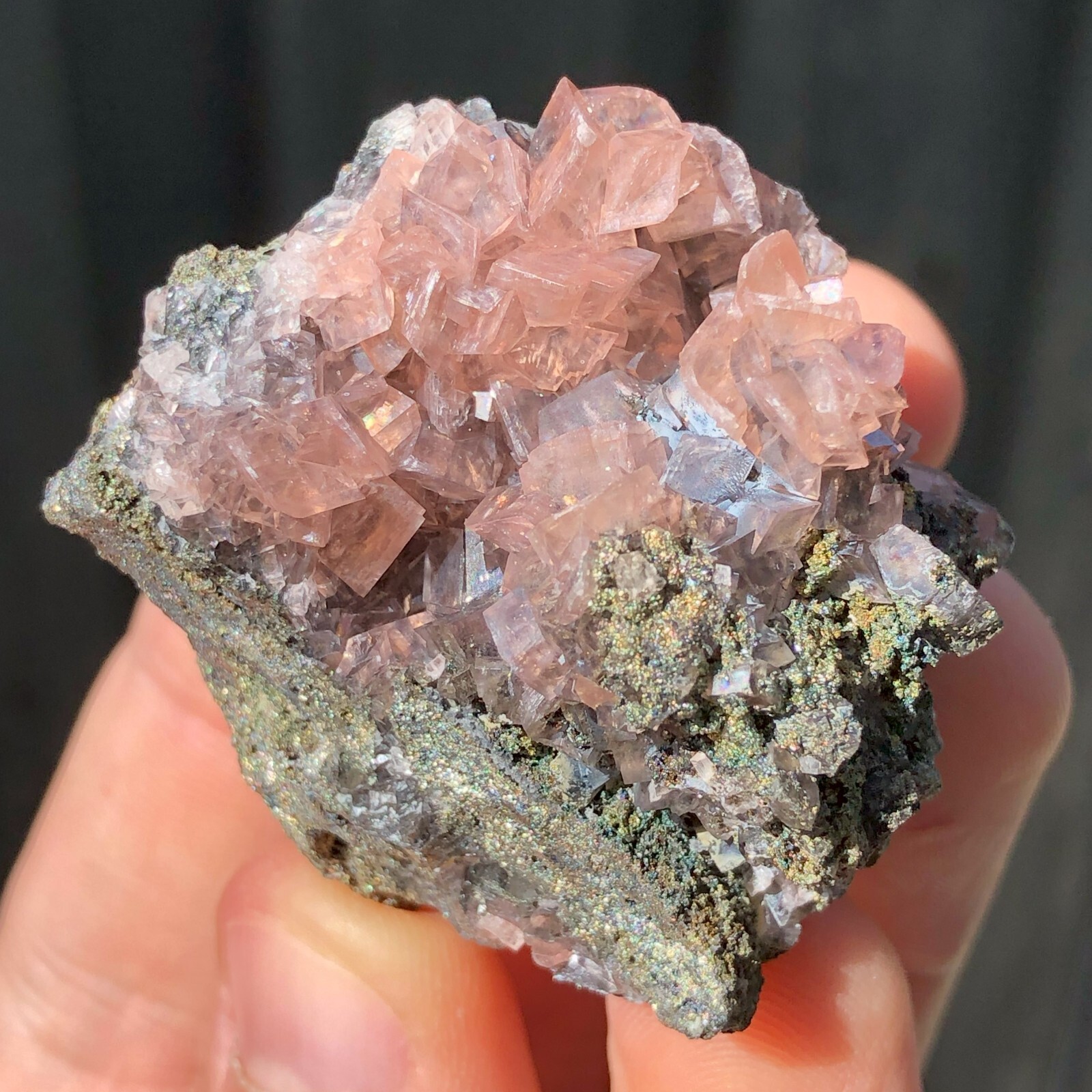 5.1cm Manganoan Smithsonite Crystal Cluster w/ Pyrite from Tsumeb Mine, Namibia