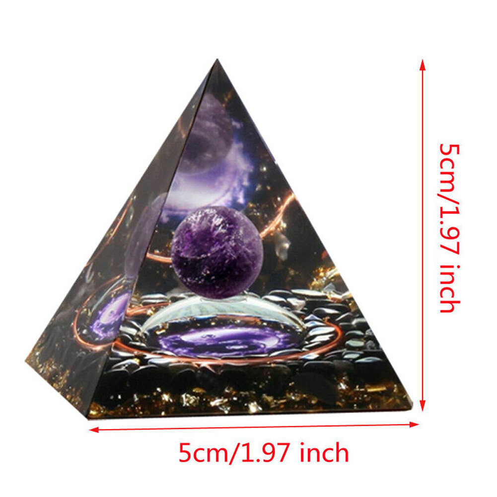 4*Orgonite Pyramid Amethyst Peridot Healing Crystal Energy Orgone EMF Protection