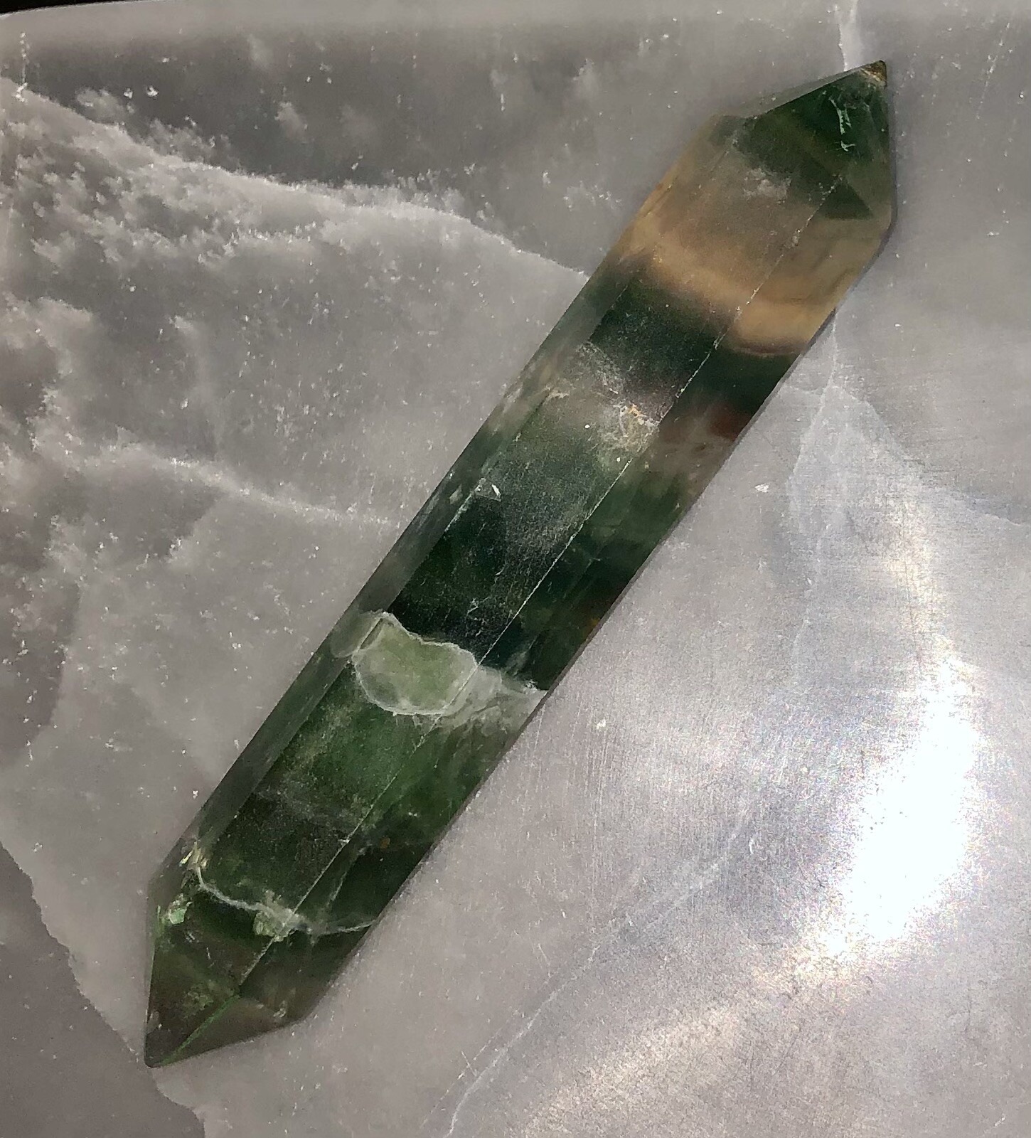 Authentic Rainbow Fluorite Wand DT Double Terminated Point Meditation 79g