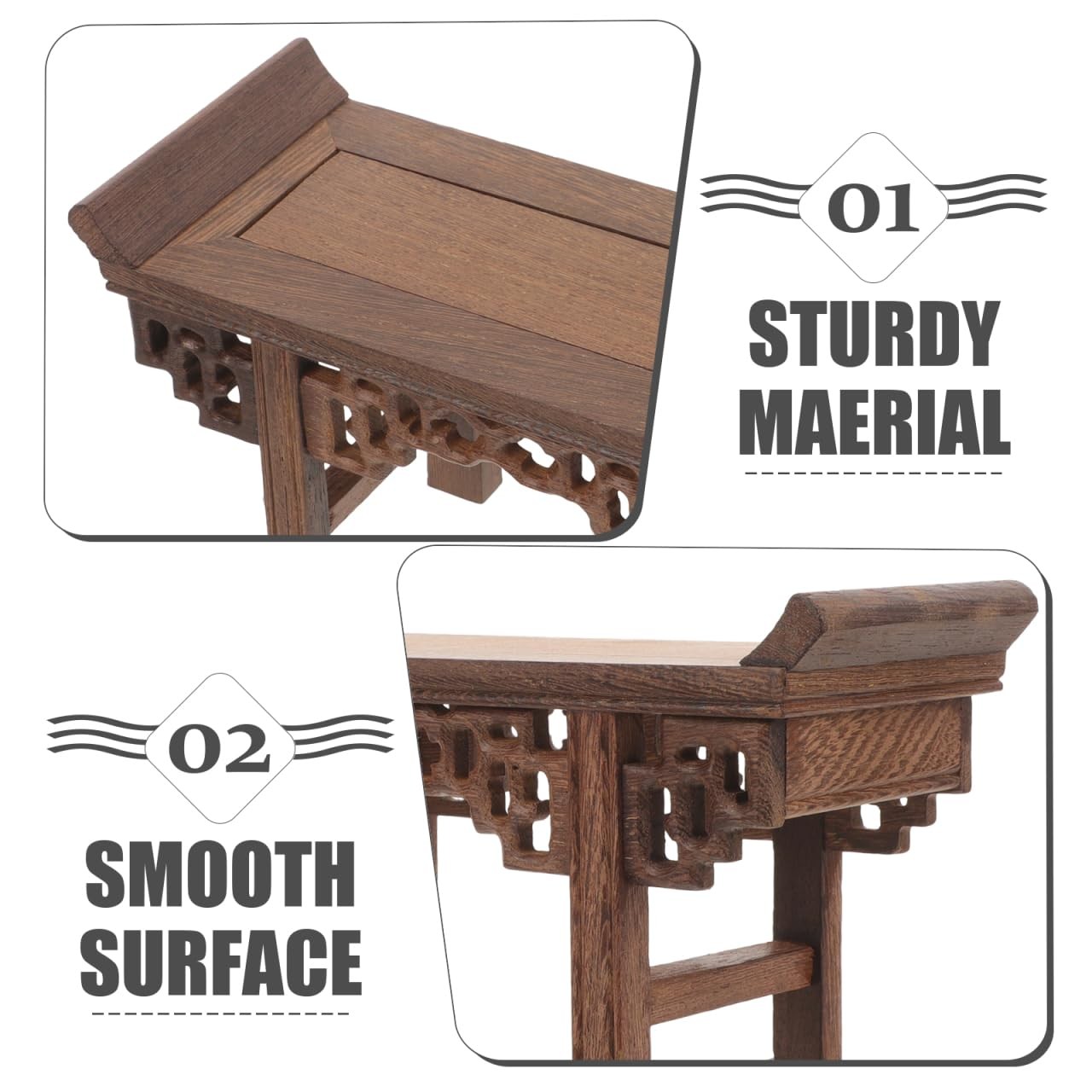 Small Wood Pedestal Stand Rectangular Oriental Display Base for Buddha Statue…