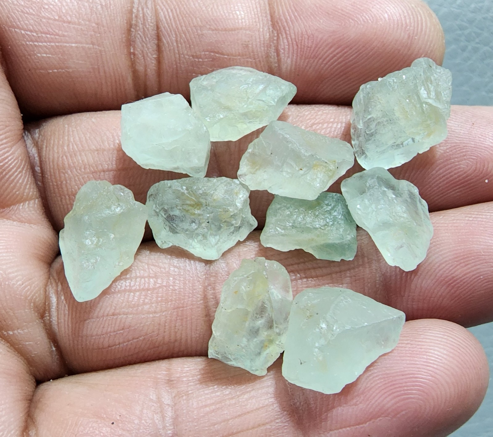 Aquamarine Rough Stones Lot of 10 Raw Natural Crystals 12-15mm Jewellery Making