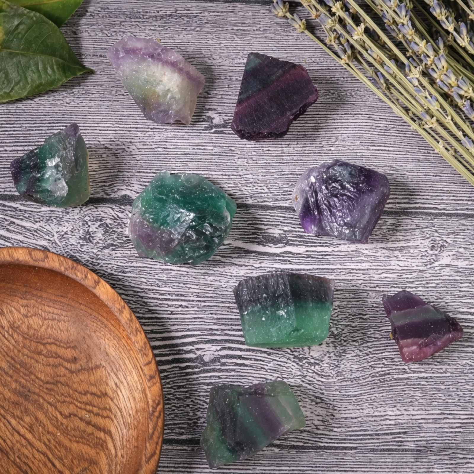 2PC Raw Rainbow Fluorite Rough Stone Multicolor Healing Crystal Specimen Decor
