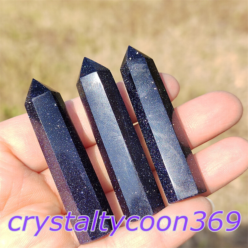 5pcs Blue Sandstone Quartz Obelisk Crystal Wand Point Tower Healing 5.5cm