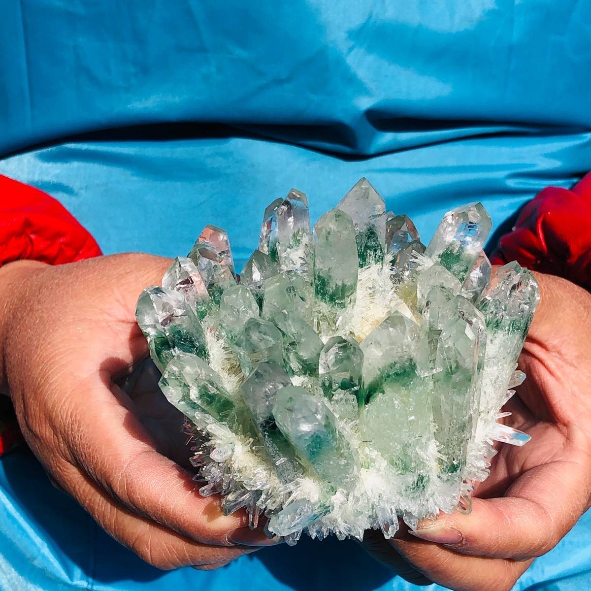 2 piece Lab-Grown Green Crystal Clusters Healing Energy Home Decor 2.61LB