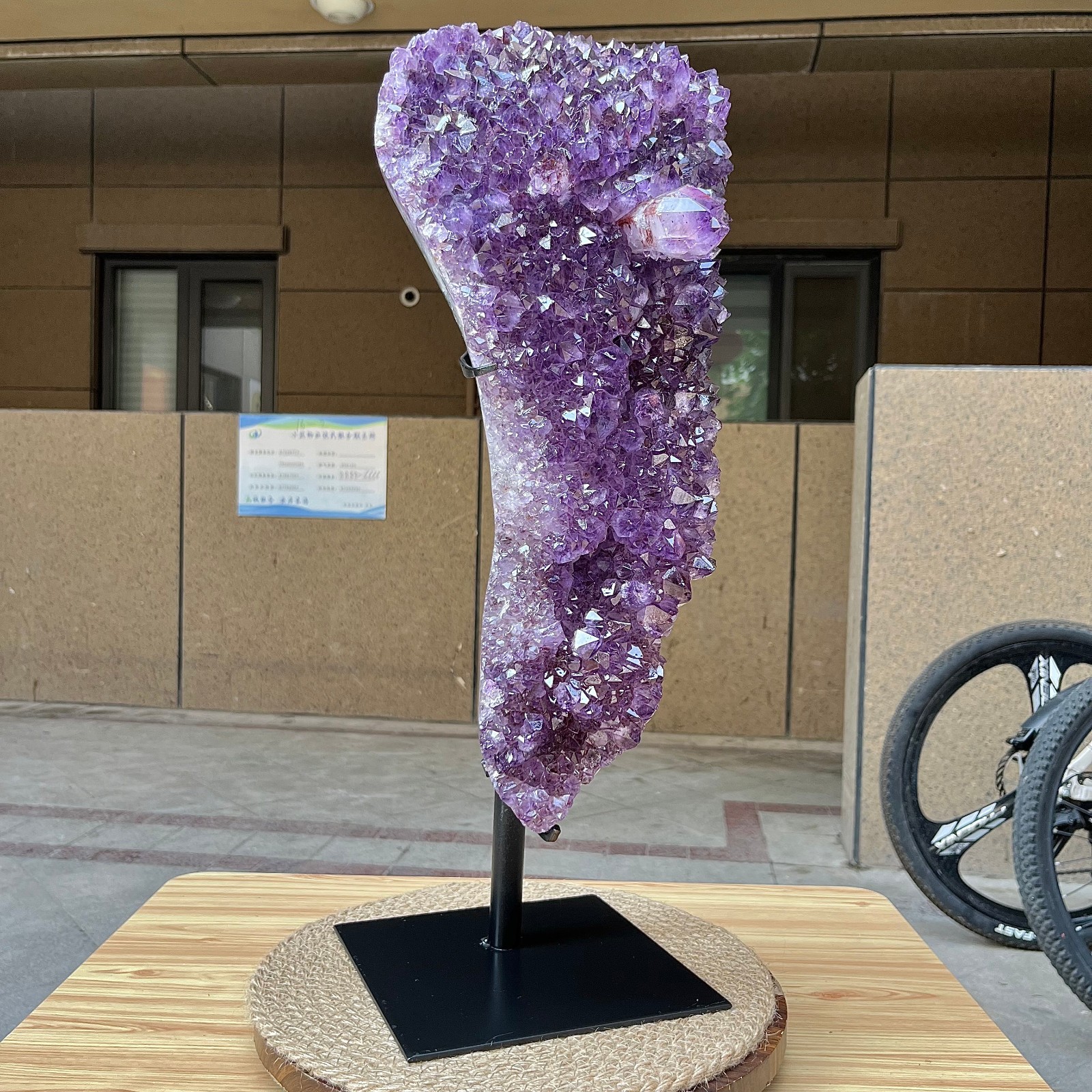29.8 lb Natural Amethyst Cluster w/ Metal Stand Crystal Mineral Specimen