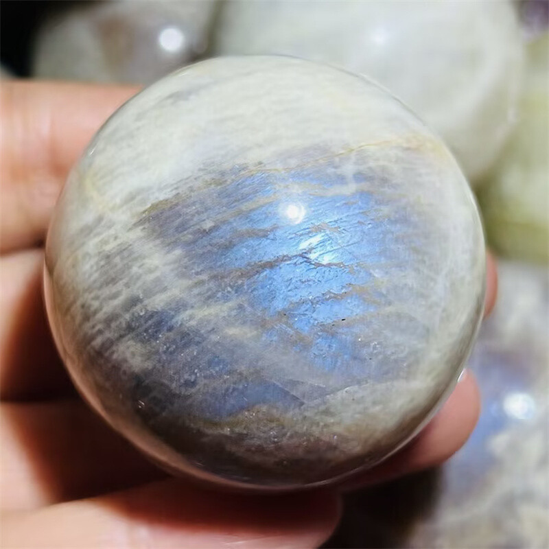 42mm+ Natural Gray moonstone sphere quartz Crystal starlight ball Healing 1pc