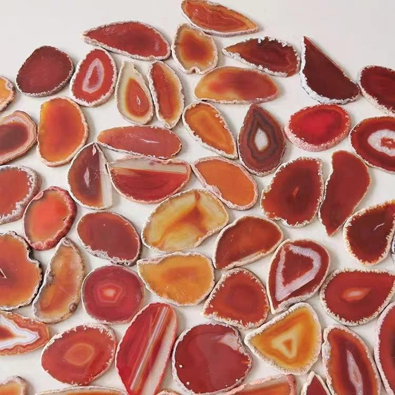 15Pcs Orange Red Agate Stone Slice Bulk Irregular Polished Agate Table Place Car