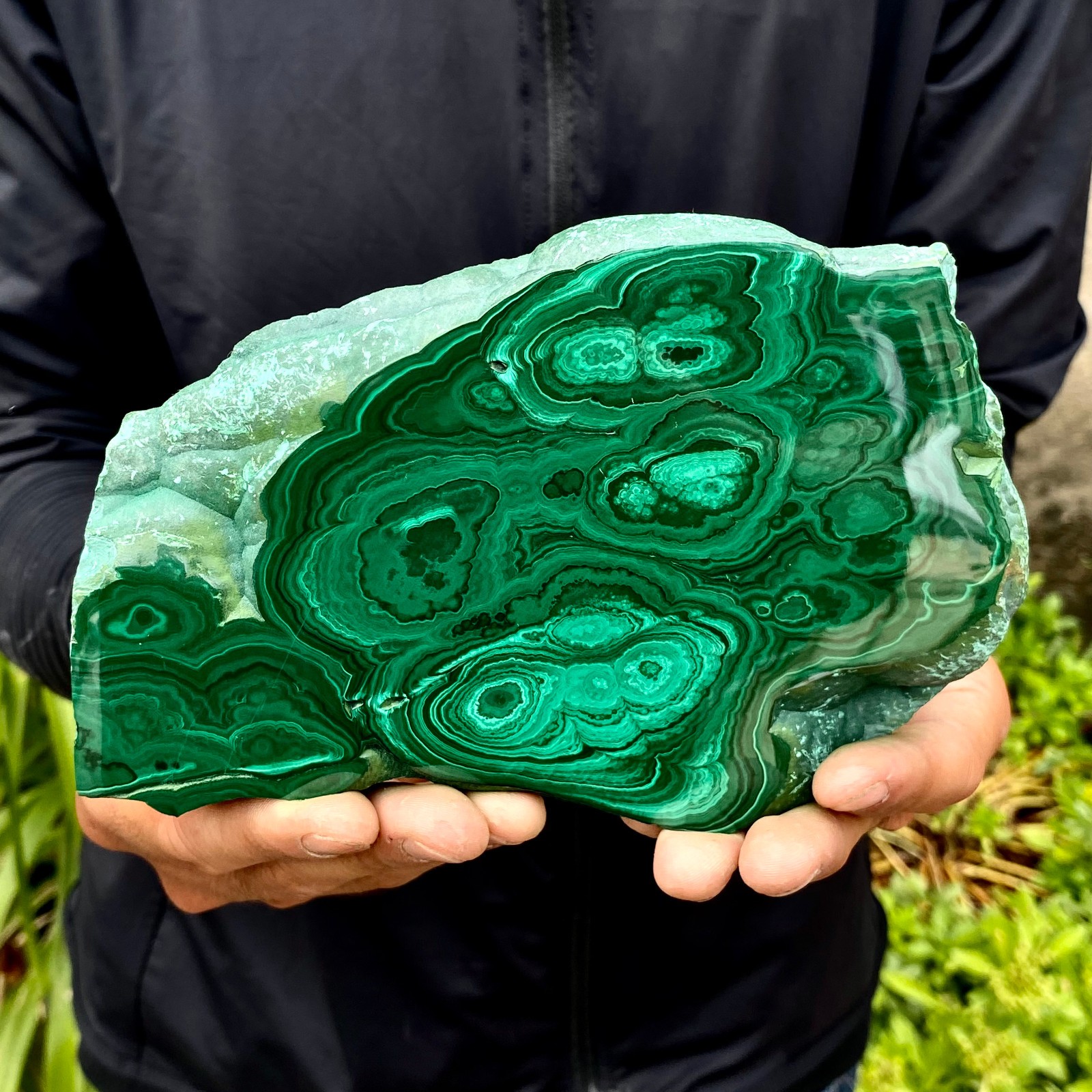 1.87LB Natural malachite slice quartz crystal luster mineral specimen