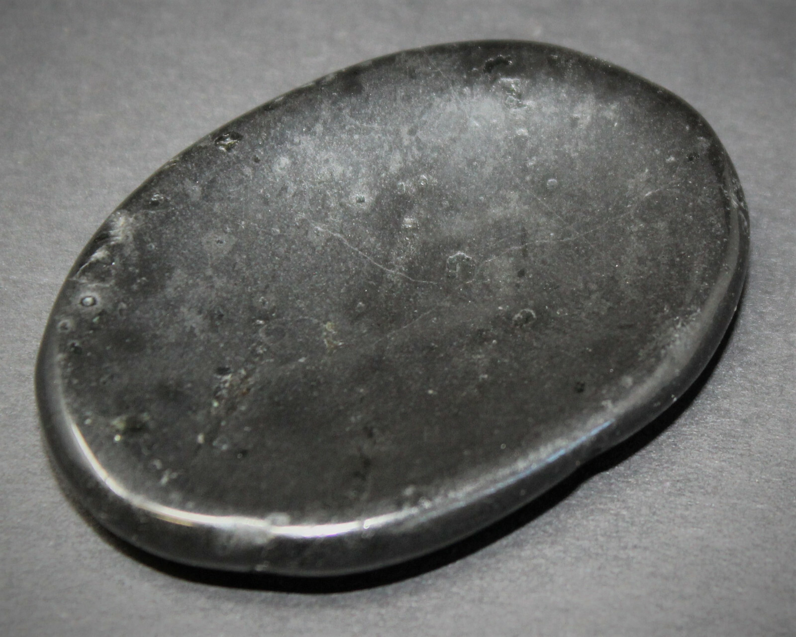 Black Tourmaline Worry Stone (Tourmaline Pocket Palm Stone, Polished Crystal)