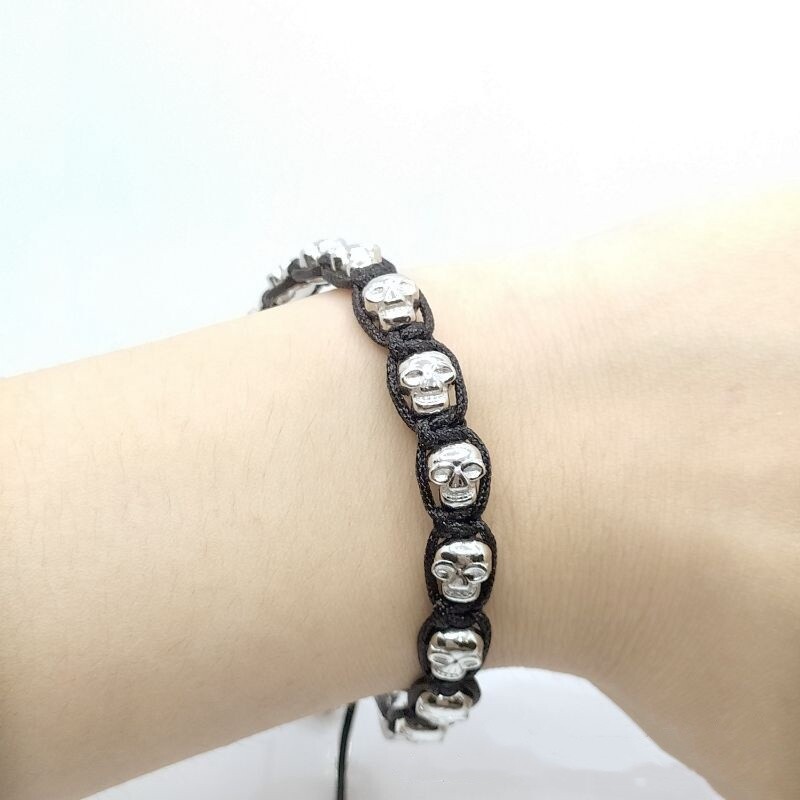 1PC Fashion Jewelry Silver Tiny Skulls Braided Link Chain Bracelet Gift Reiki