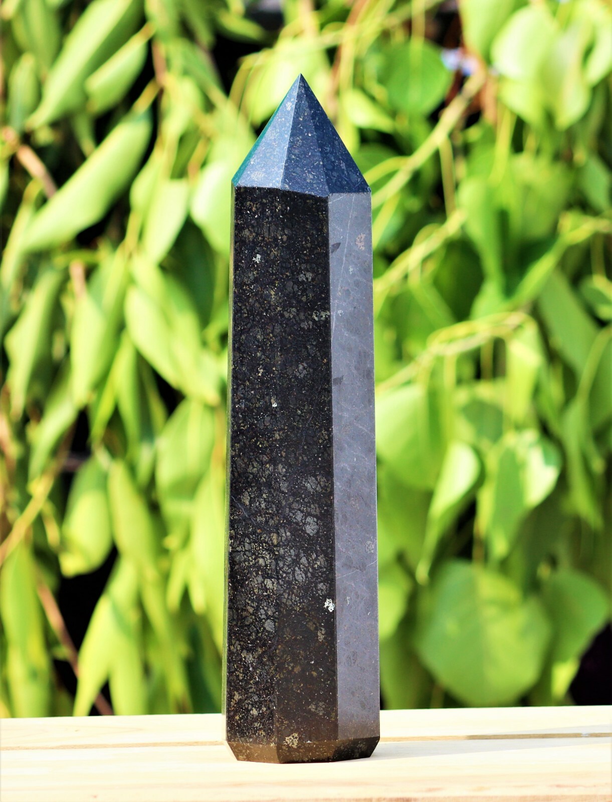 7.8LB 335MM Black Nuummite Stone Sorcerer’s Stone Healing Metaphysical Tower