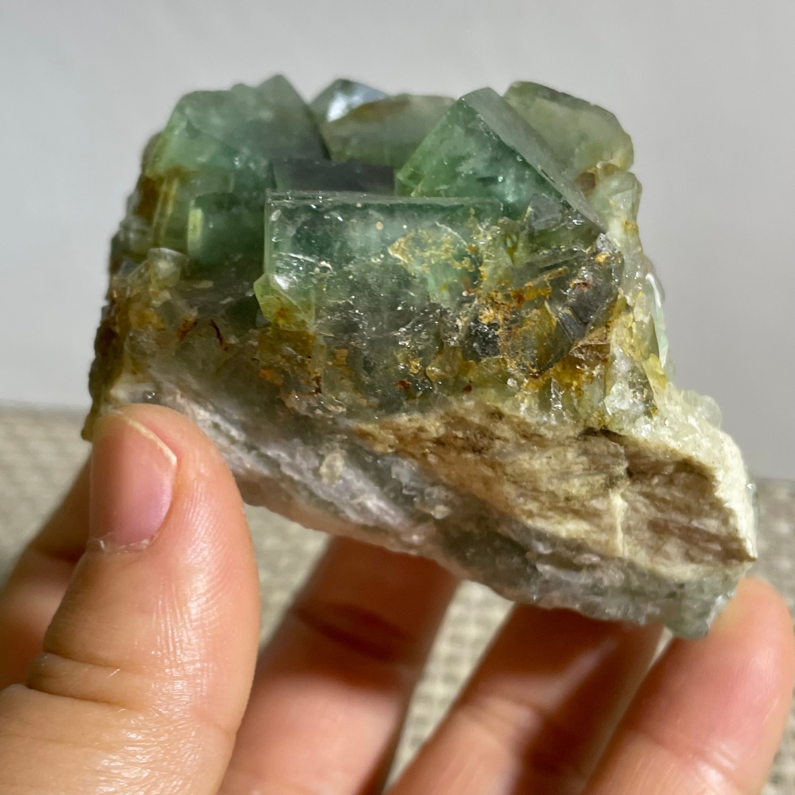 206g NATURAL Green FLUORITE Quartz Crystal Cluster Mineral Specimen